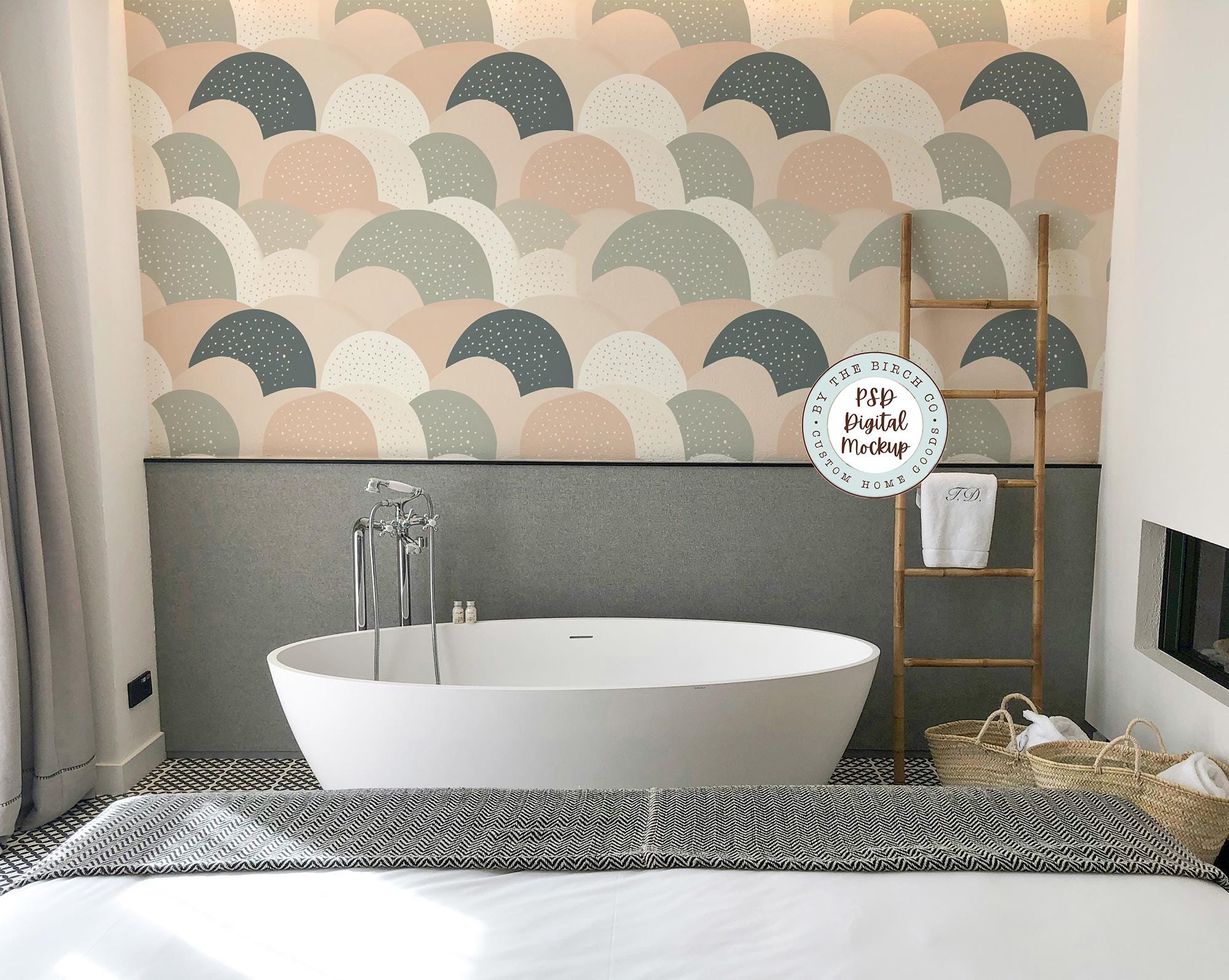 Bathroom Wallpaper Mockup: Marble \u0026 Granite Wall PSD, image size:2000x1595