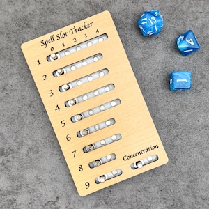 Magnetic TTRPG Spell Slot and Concentration Tracker, Wooden Spell Caster Counter, Wizard Sorcerer Cleric, Role Playing Game Tool Gift