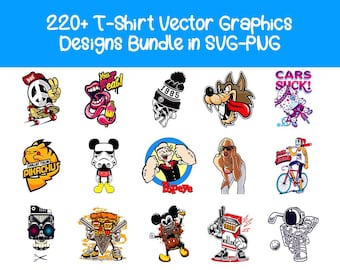 Urban T-Shirt Vector Graphics Bundle – 220 Edgy Designs (SVG & PNG) (Digital Download)