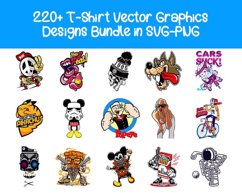 Urban T-shirt Vector Graphics Bundle – 220 Edgy Designs (SVG & PNG ...