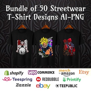 50 diseños de camisetas de estilo urbano / Paquete de gráficos urbanos (Descarga digital)