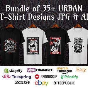 Urban Streetwear T-shirtontwerpen – Pop Culture Graphics (JPG, AI) (digitale download)