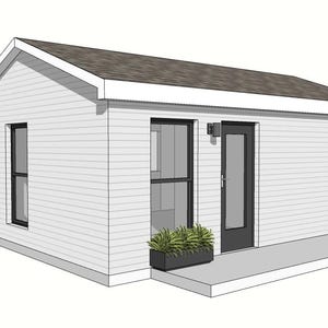 Small Cabin Plan with Loft 21'x34' House Plan Blueprint - 1 Bed with Loft Custom Cabin House Blueprint, Natural Wood Log Cabin