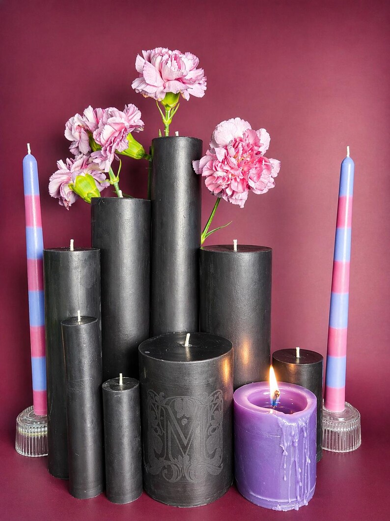 Unscented Natural Beeswax Pillar Candles Custom Colored, Artisan Made ...