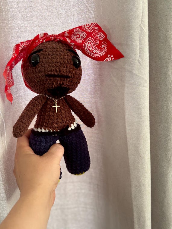 Tupac Crochet Doll – Hip Hop Rap Icon Plush Toy | Handmade 2pac