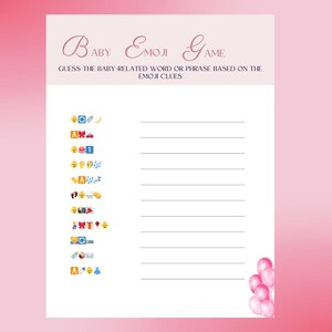 Juego de emojis para bebés 2 en 1 y deseos especiales para bebés: actividad divertida para baby shower, juego imprimible para baby shower y descarga digital