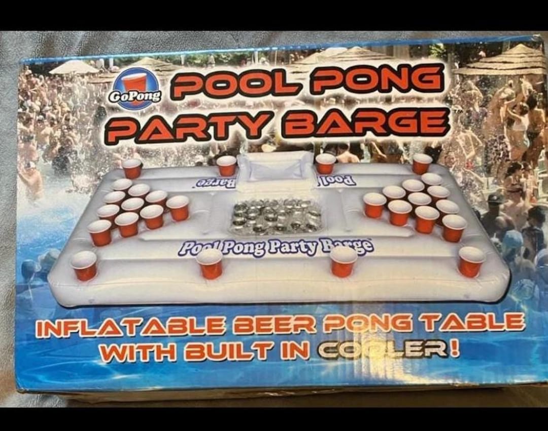 Original Pool Party Barge Floating Beer Pong Table With Cooler and Cup Holders - Etsy