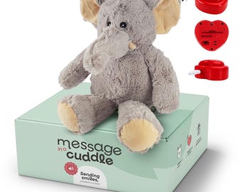 Plush animal with voice recorder | Microphone + MP3 | Size: 45 cm | With your own voice or music | Elephant | Includes Voice Recorder
