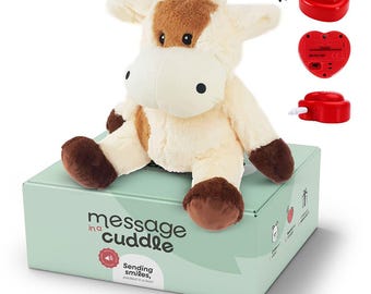 Pluszowe zwierzątko z dyktafonem | Mikrofon + MP3 | Rozmiar: 45 cm | Z Twoim głosem lub muzyką | Krowa | Zawiera dyktafon