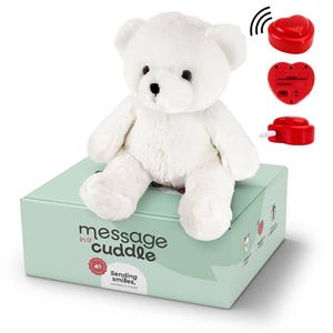 Knuffel met spraakopname | Microfoon + MP3 | 45 cm | Met jouw stem of muziek | Witte beer | Inclusief spraakrecorder