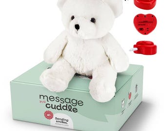 Knuffel met spraakopname | Microfoon + MP3 | 45 cm | Met jouw stem of muziek | Witte beer | Inclusief spraakrecorder