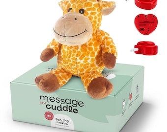 Plush animal with personal sound message | Microphone + MP3 | Size: 45 cm | With your own voice or music | Giraffe | Includes Voice Recorder