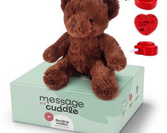 Pluszowe zwierzątko z osobistym nagrywaniem dźwięku | Mikrofon + MP3 | 45 cm | Z Twoim głosem lub muzyką | Brązowy niedźwiedź | Zawiera dyktafon