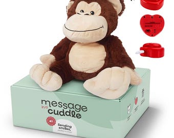 Pluszowe zwierzątko z mówionym komunikatem | Mikrofon + MP3 | Rozmiar: 45 cm | Z Twoim głosem lub muzyką | Małpka | Zawiera dyktafon