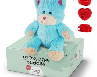 Plush animal with recorded voice | Microphone + MP3 | Size: 45 cm | With your own voice or music | Cat | Includes Voice Recorder