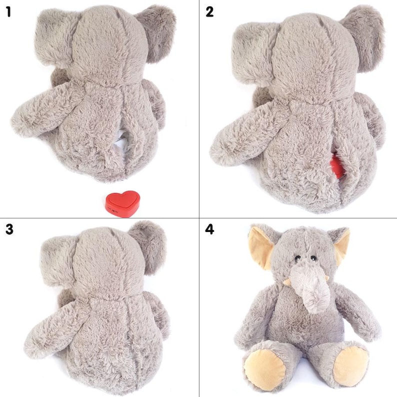Peluche con grabadora de voz / Micrófono + MP3 / Tamaño: 45 cm / Con tu propia voz o música / Elefante / Incluye Grabadora de Voz imagen 5