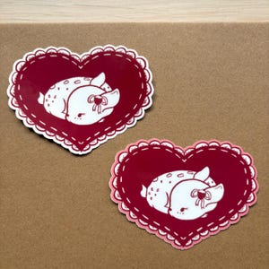 Pegatina de vinilo con forma de ciervo en forma de corazón, resistente al agua, bonitas pegatinas, papelería, fresas, diario, cervatillo, coqueta, bujo, día de San Valentín