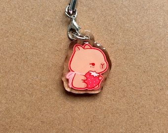いちごの赤ちゃんカピバラのアクリル携帯チャーム | かわいい、バッグ、日記、ギフト