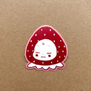 Pegatina de vinilo de fresa Kewpie / impermeable, bonita pegatina para portátil, diario, Sonny Angel, agendas, Bujo, Kindle