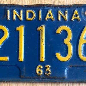 1963 Indiana Motorcycle License Plate in Good Condition
