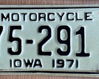1971er Iowa Motorrad Nummernschild in gutem Zustand