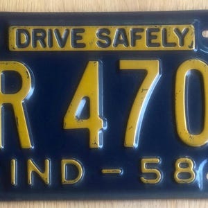 1958 Indiana License Plate in Great Shape