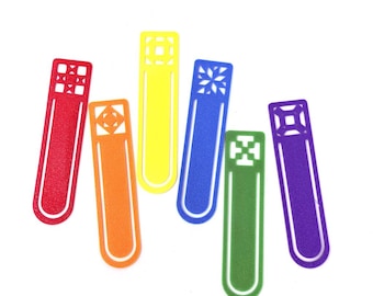 Quilt Bookmarks: 3D Printed Sewing Book Markers, Set of 6 Rainbow