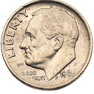 1965 Roosevelt Dime No Mint Mark Collectable US Coin