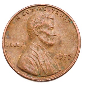 1977 Lincoln Memorial Penny 1 Cent No Mint Mark US Collectible Coin