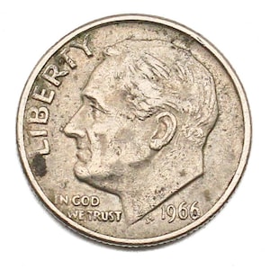 1966 Roosevelt Dime • No Mint Mark • US 10c Coin – Collectible for Coin Collectors