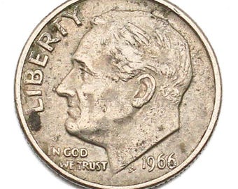1966年ルーズベルト・ダイム • ミントマークなし • 米国10セント硬貨