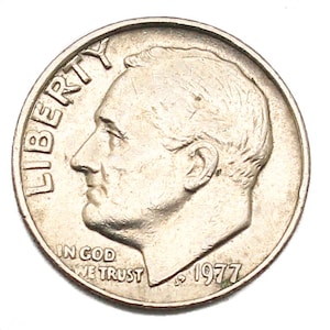 1977 Roosevelt Dime No Mint Mark Collectable US Coin
