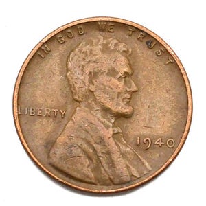 1940 Lincoln Wheat Penny No Mint Mark One Cent US Collectible Coin