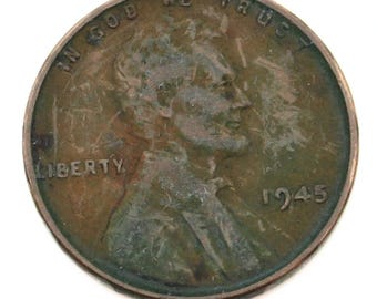 1945 Lincoln Wheat Penny Vintage amerikanskt mynt med en cent, kopparmynt för myntsamlare