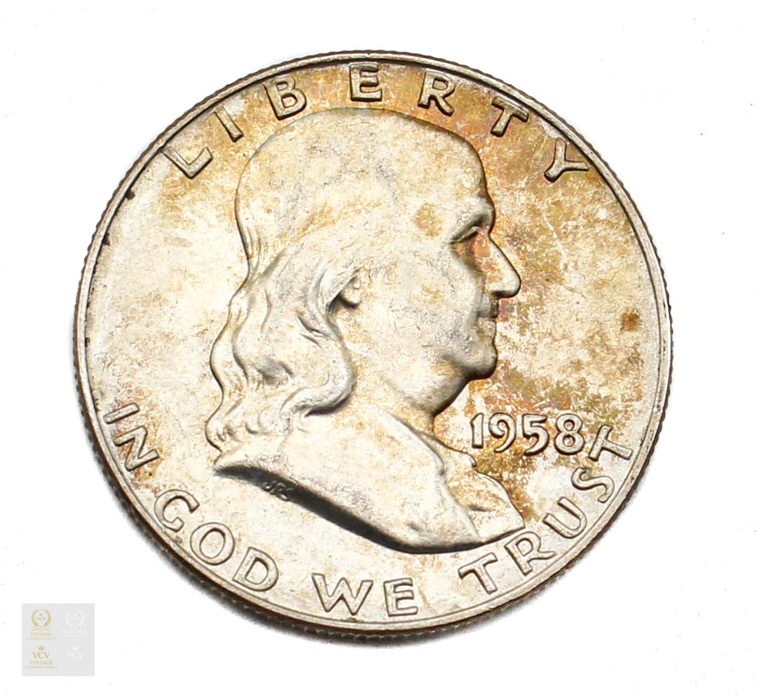 1958-D Franklin Half Dollar: 90% Silver US Coin, Denver Mint - Etsy