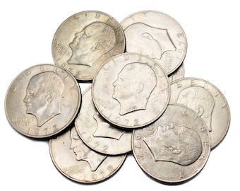 Veel van 9 munten Eisenhower-dollarmunten uit 1972, vintage US One Dollar Ike Dollar Collectable