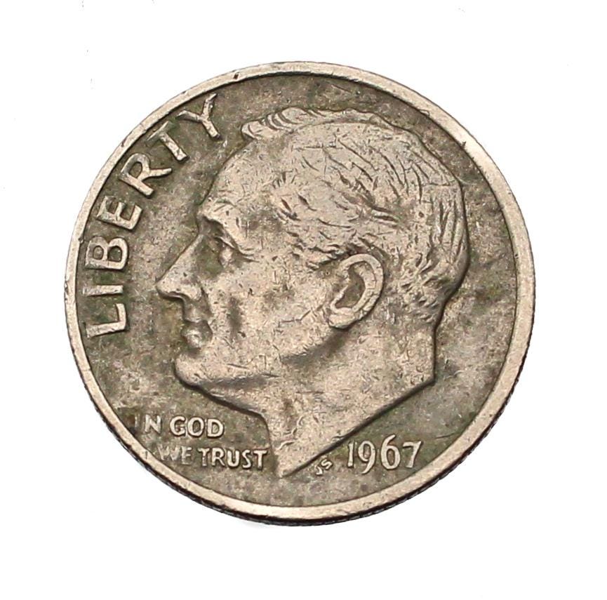 1967年 ルーズベルト ダイム ミントマークなし ヴィンテージ US 10