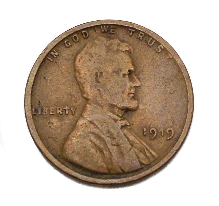 1919 Lincoln Wheat Penny No Mint Mark US Collectable Coin