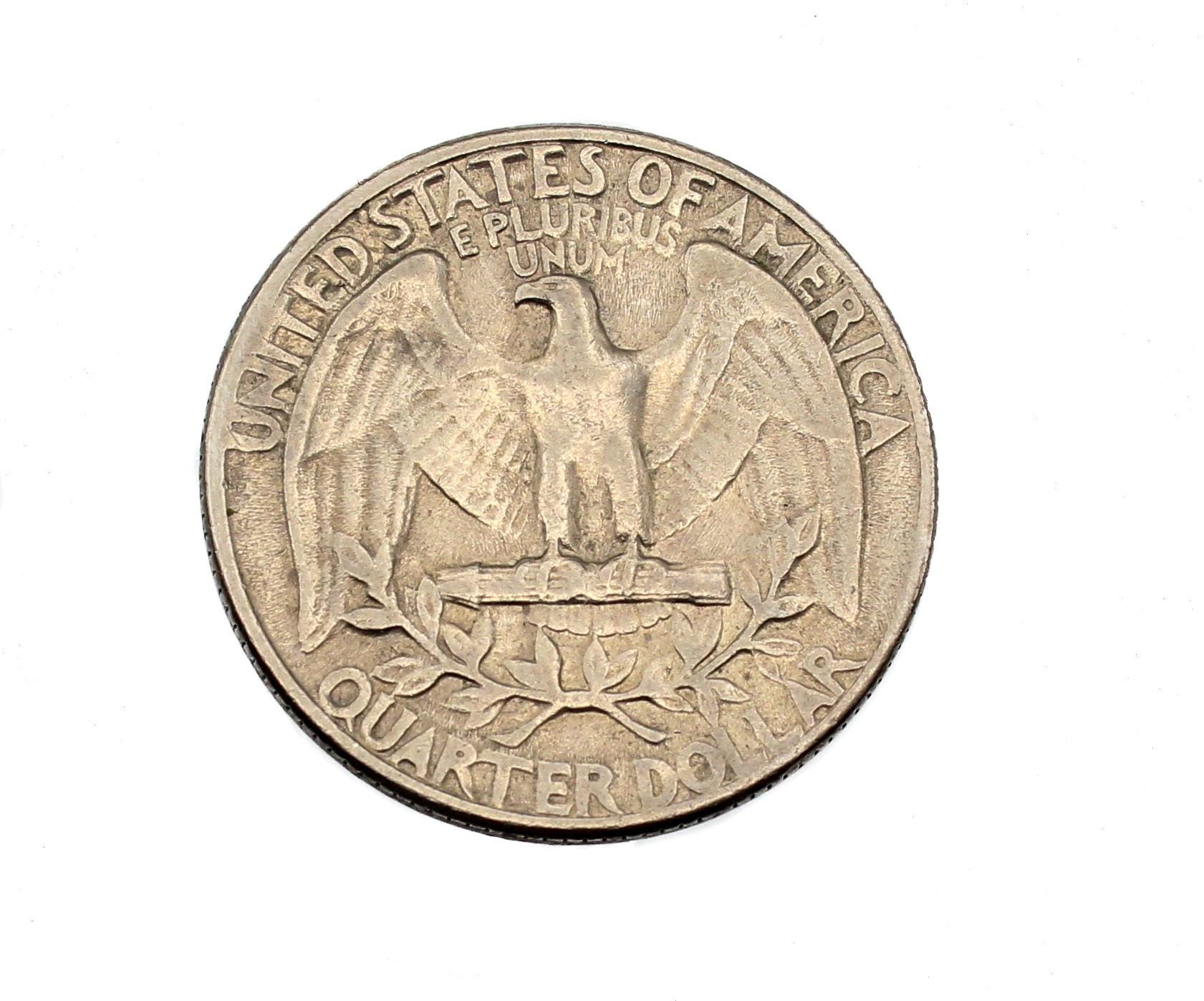 アメリカ　クォーター　25セント　1967年 1967年ワシントンクォーター、ミントマークなし、流通米国25セント