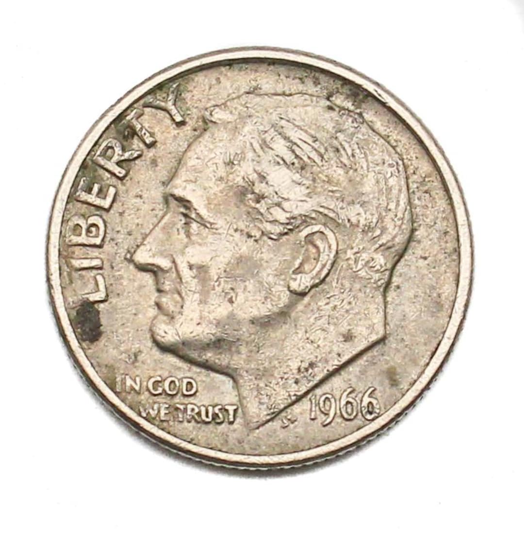 1966年ルーズベルト・ダイム • ミントマークなし • 米国10セント硬貨