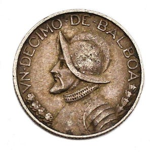 1947 Panama 1/10 Balboa 90% Silver Collectible Coin