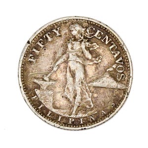 1944-S Philippines .900 Silver 50 CENTAVOS Collectable Coin