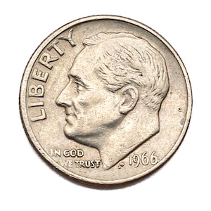1966 Roosevelt Dime • No Mint Mark • Circulated US 10c Coin Collectible for Coin Collectors