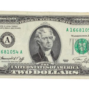 1976 2 Federal Reserve Note – Series A – Vintage US Paper Money – Two Dollar Collectible Bill