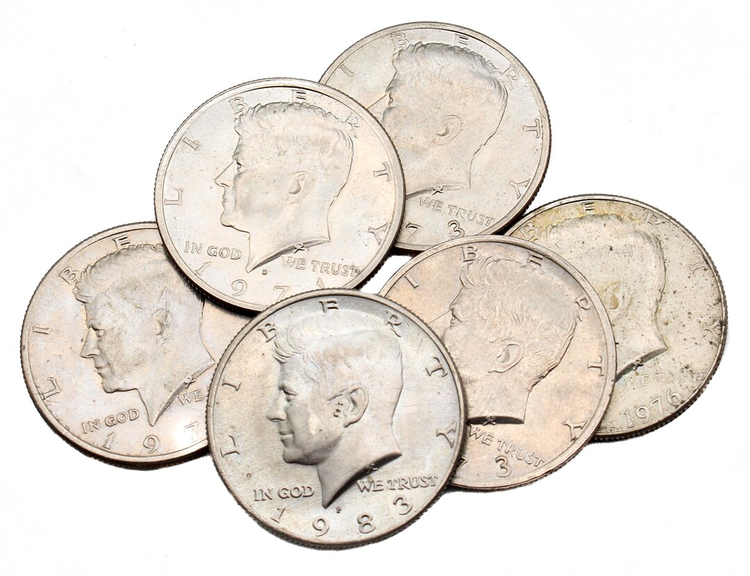 Six Coins of 1971–1983 Kennedy Half Dollars 6 Mixed Circulated Vintage ...