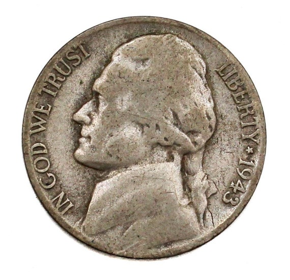 1943年 D ジェファーソン 5セント 戦時ニッケル 35% 銀 米国