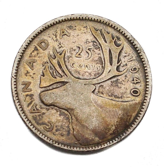 1940 Canada .800 Silver Coin Quarter 25 Cents - George VI