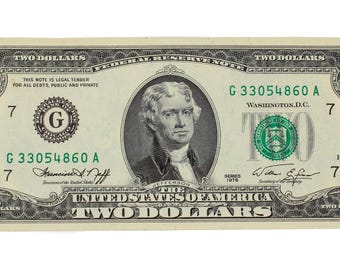 2 枚セット - 1976 年 2 ドル紙幣、発行初日、1976 年 4 月 13 日の