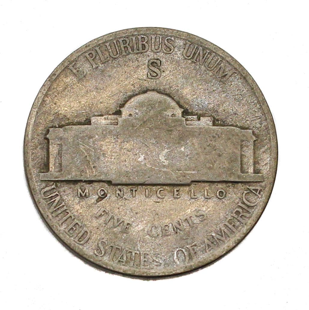 1943年 S ジェファーソン 5セント 戦時ニッケル 35% 銀 米国