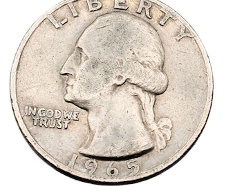 1965年 アメリカ合衆国25セント硬貨 ミントマークなし希少 1967年ワシントンクォーター、ミントマークなし、流通米国25セント